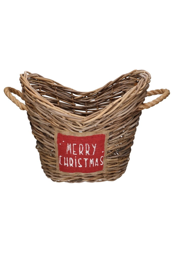 Rietenmanden ovaal grey rotan merry xmas 50x40x44cm 2stuks