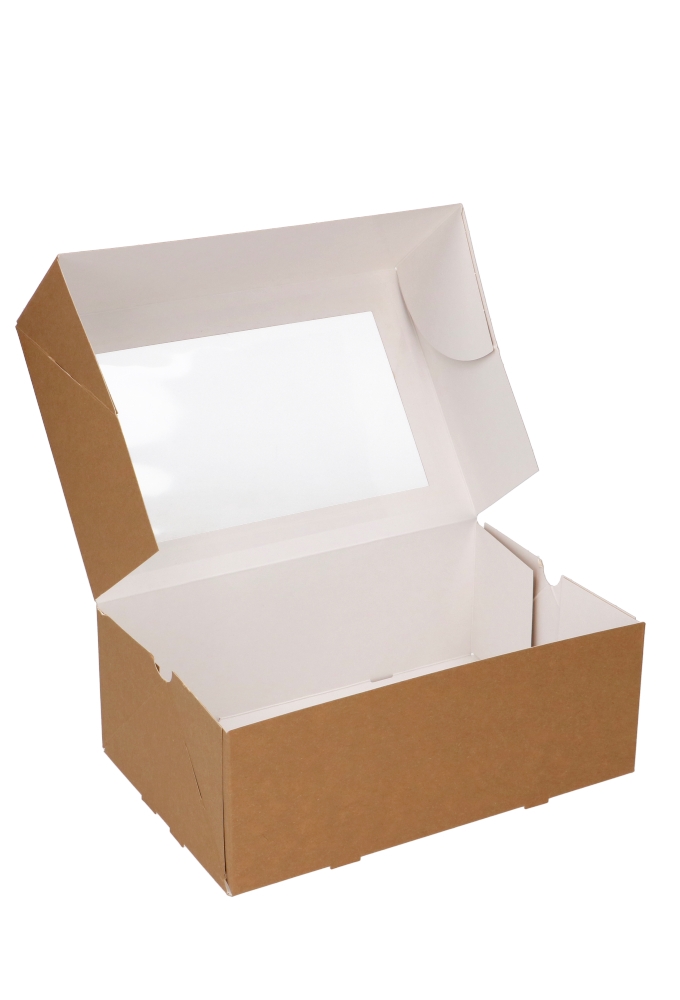 Gebaksdozen Kraft Delights Venster 24x16x9cm Kraft Onbedrukt 50stuks