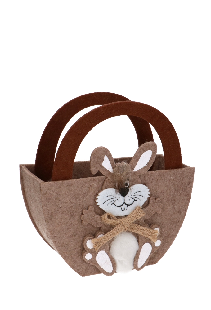 Paastasjes Haas Met Kuif Vilt & Hengsels 17x7.5x12cm 1stuks