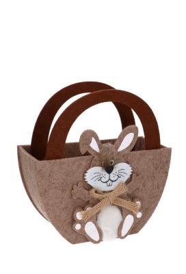 Paastasjes Haas Met Kuif Vilt & Hengsels 17x7.5x12cm 1stuks