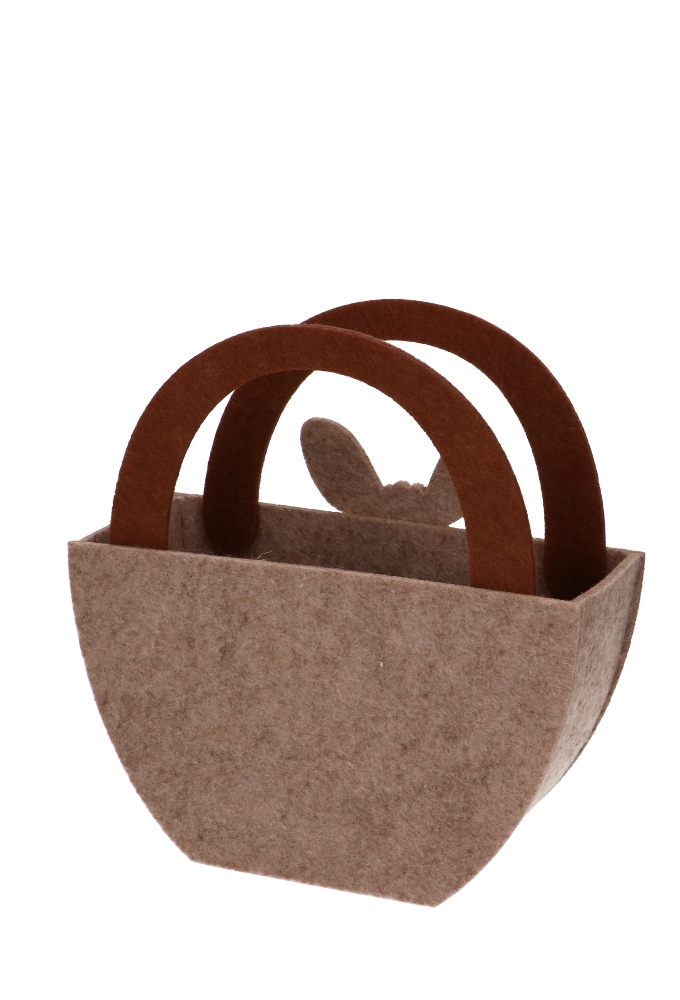 Paastasjes Haas Met Kuif Vilt & Hengsels 17x7.5x12cm 1stuks