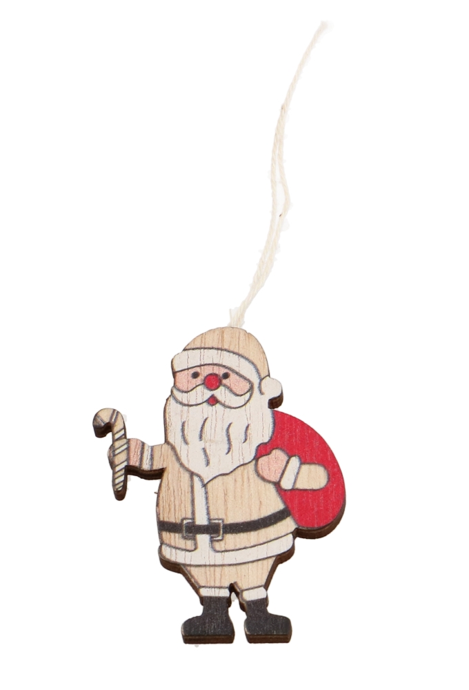 Decoratie Houten Kerst Figuurtjes Met Koordje 4x5.5cm 6stuks