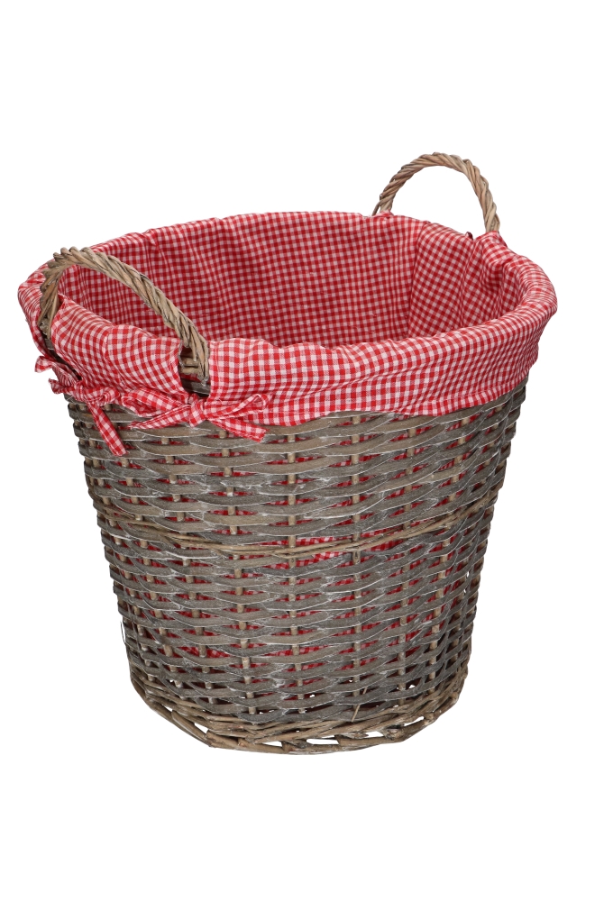Rietenmanden rond met oren brabants bont Rood diam. 41x35cm 4stuks