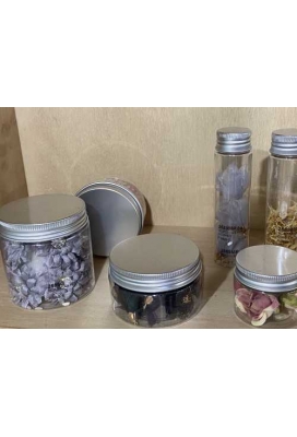 Plastic Potje Met Zilveren Schroefdeksel 4x10cm inhoud 95ml  6stuks