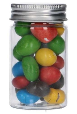 Plastic Potje Met Zilveren Schroefdeksel 4x7cm inhoud 60ml 6stuks Plastic Potje Met Zilveren Schroefdeksel 4x7cm inhoud 60ml 6stuks
