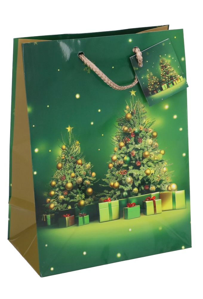 Kersttasjes Medium Christmas Tree Green 18x10x23cm 12stuks