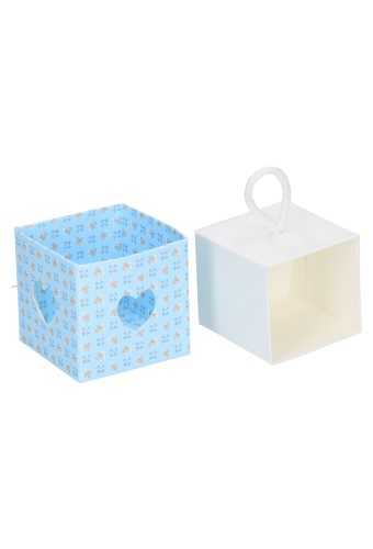 2 HALEN & 1 BETALEN Kadodoos Baby Blauw Hartje  Kubus 5x5x5cm 10st