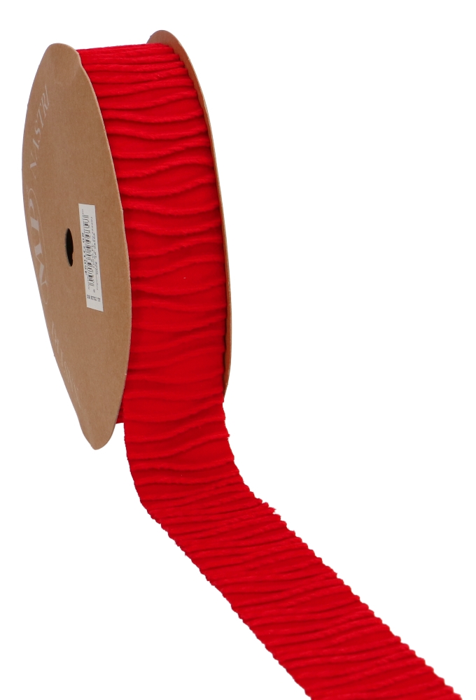 AKTIE Cadeaulint Velvet Waves Rood  40mm x 10meter