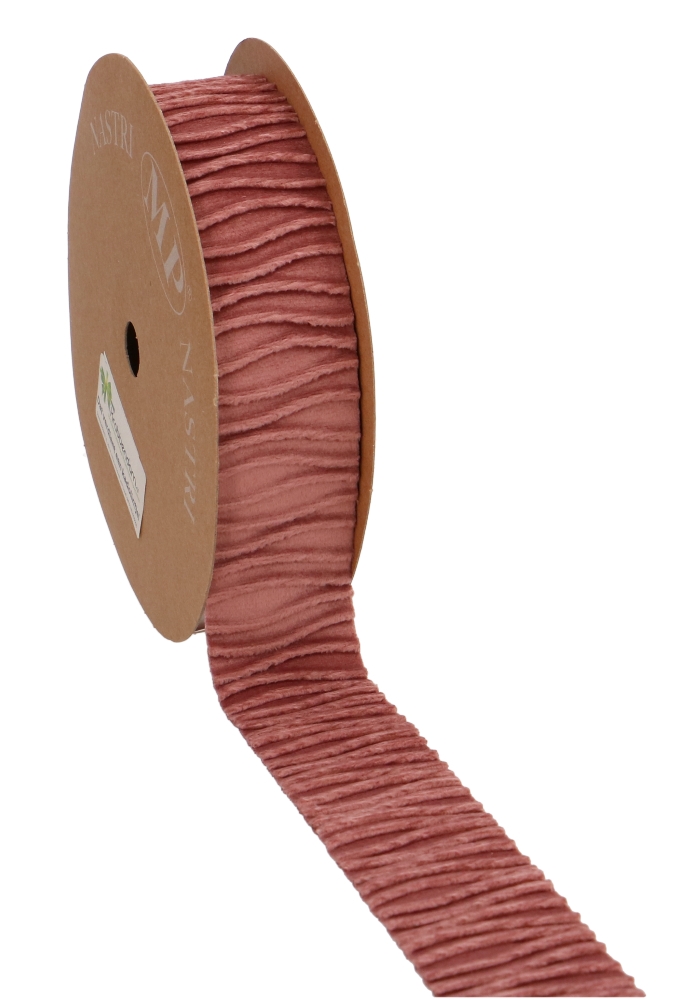 AKTIE Cadeaulint Velvet Waves Oud Roze 40mm x 10meter