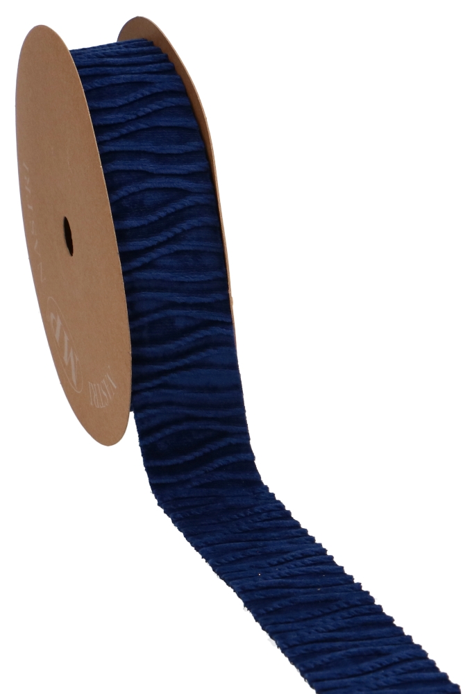 AKTIE Cadeaulint Velvet Waves Donker Blauw 40mm x 10meter