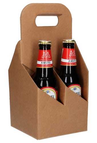 Wijnverpakking Draagdoos Piccolo Kraft voor 4 flesjes 37.5cl 10stuks