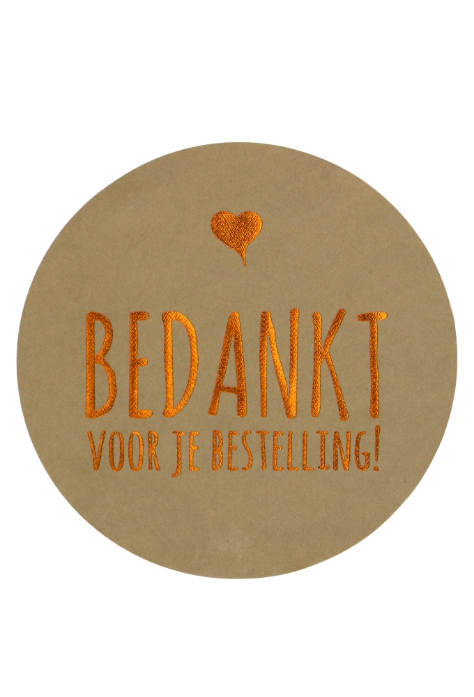 Etiketten Everyday Bedankt Voor je Bestelling. Zandkoper XL9.7cm 250st