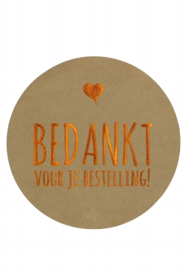 Etiketten Everyday Bedankt Voor je Bestelling. Zandkoper XL9.7cm 250st