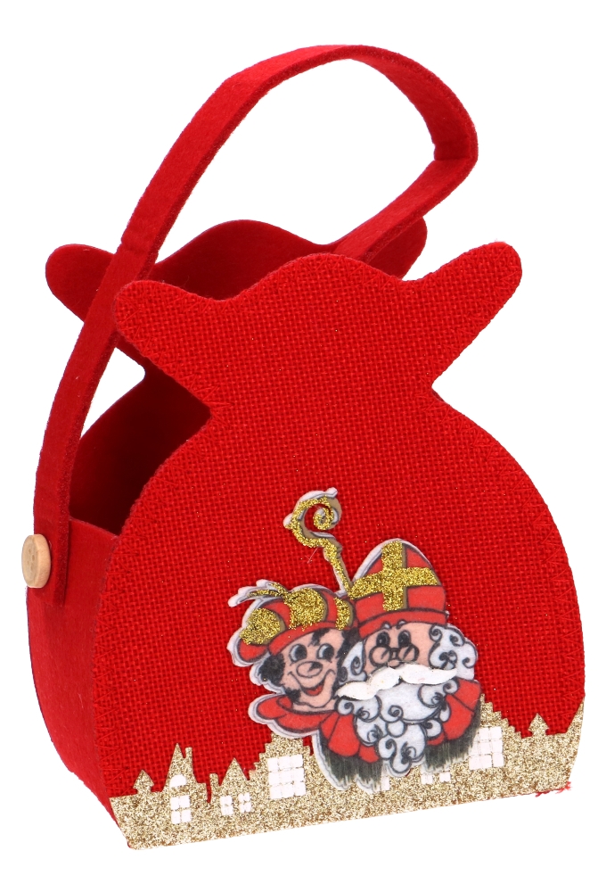 Geschenktasje Vilt Sinterklaas & Piet Zak Met Hengsel 13x7x22cm 6stuks