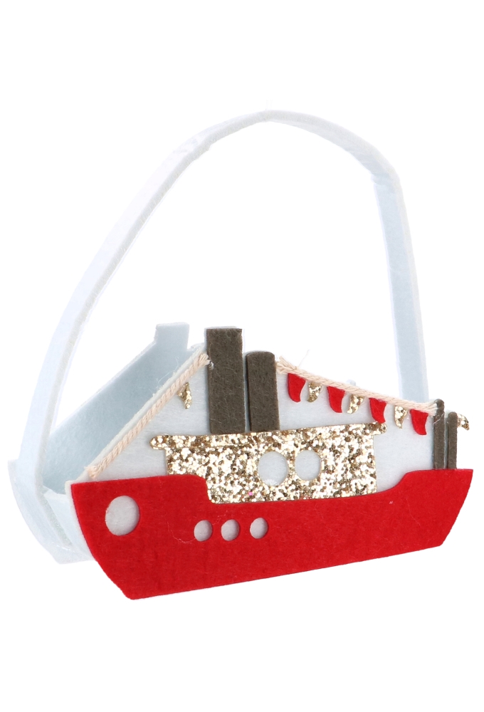 Geschenktasje Vilt Sinterklaas Stoomboot Met Hengsel 14x6x15cm 8stuks