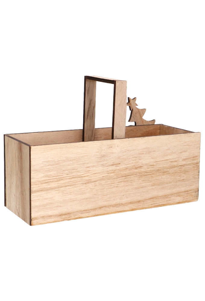 Houten Open Vulkistje Met Hengsel Merry Christmas 21x8x8cm 1 stuks