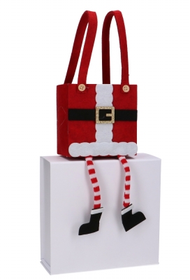 Geschenktasjes Santa Met Voetjes 11x7.5x24cm 1stuks Geschenktasjes Santa Met Voetjes 11x7.5x24cm 1stuks