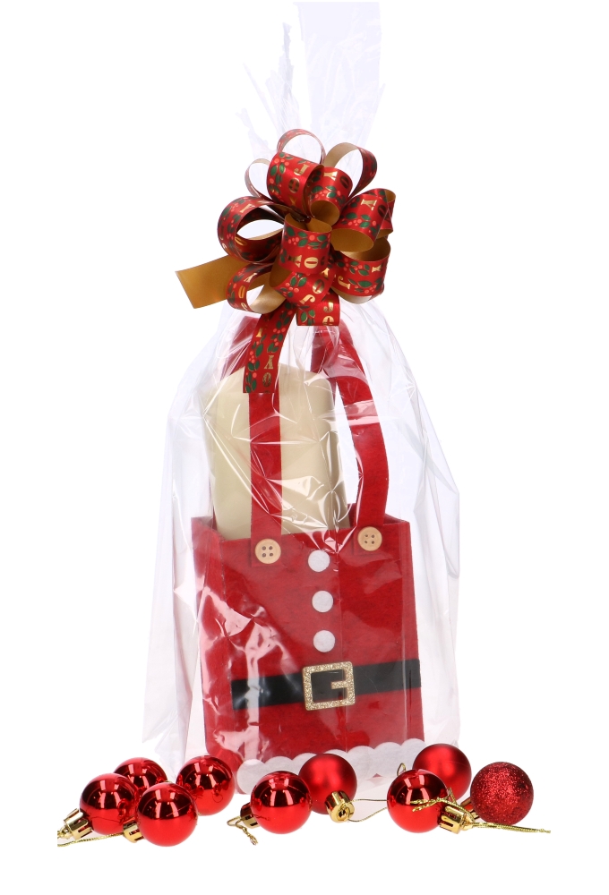 Geschenktasjes Santa 8.5x8.5x23cm 12stuks op is op