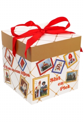 Sintgeschenkdoos Sint & Piet Met Rood Lint 20x20x20cm 25stuks