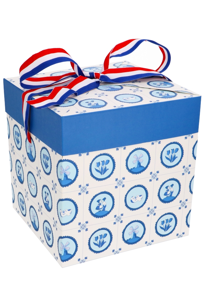 Geschenkdoos Regalo Delftsblauw Met Nederland Lint 20x20x20cm 25stuks