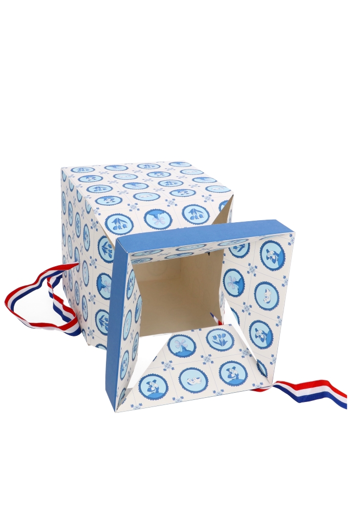 Geschenkdoos Regalo Delftsblauw Met Nederland Lint 20x20x20cm 25stuks