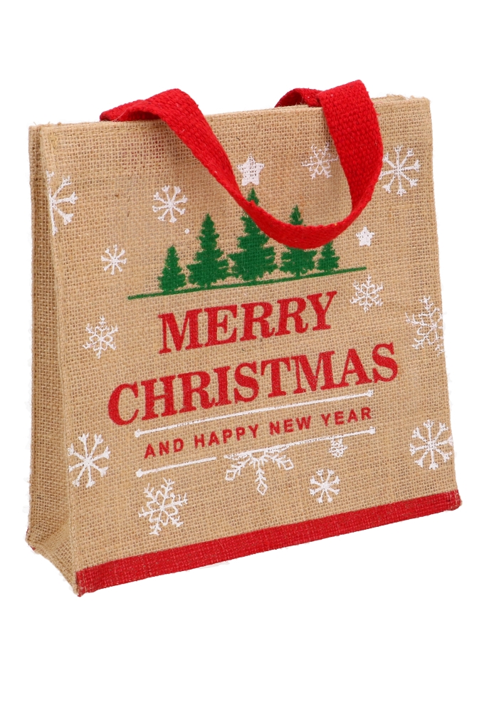 Luxe Jute Tas Merry Christmas 25x25x8cm 10stuks