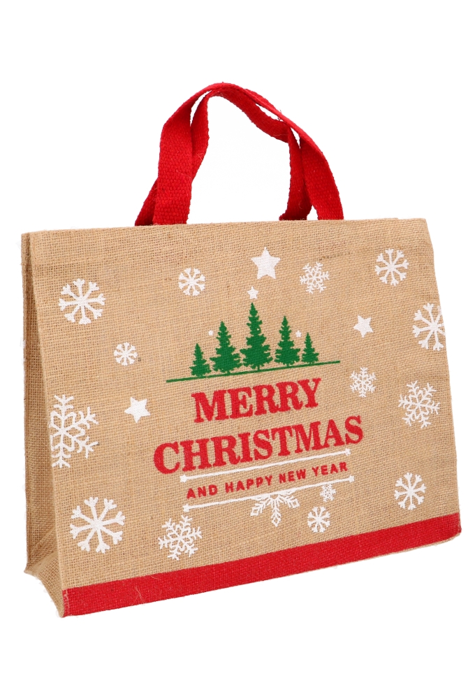 Luxe Jute Tas Merry Christmas 27x35x12cm 10stuks