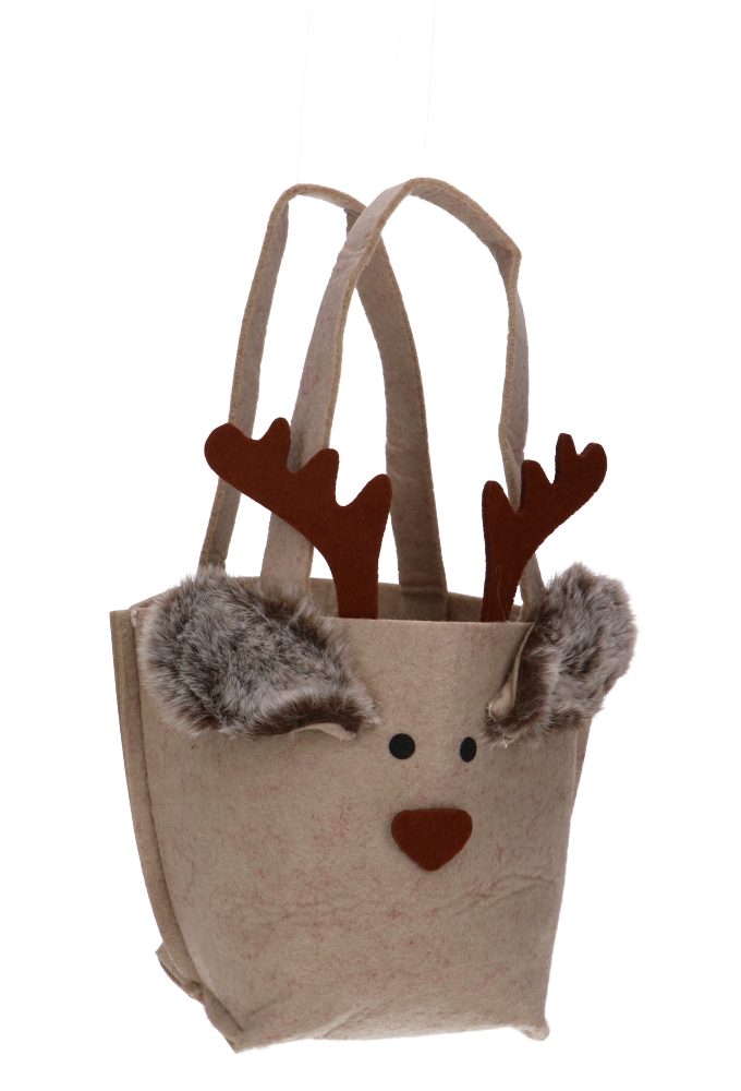 Geschenktasje Vilt Blitzen het Rendier Groot 10x11x29cm 1stuks