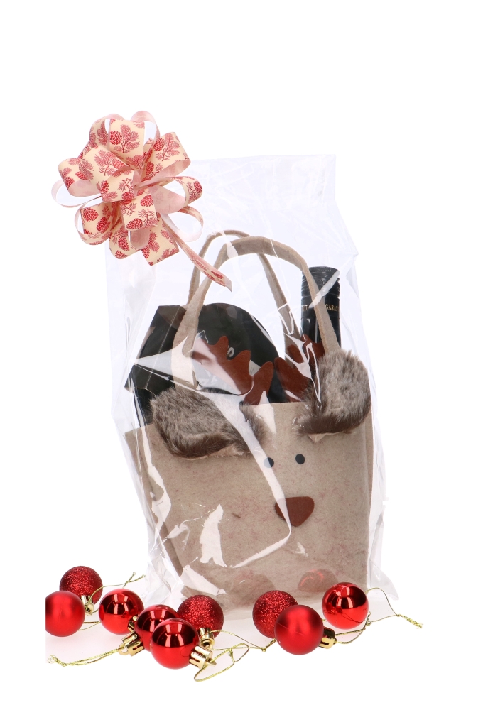 Geschenktasje Vilt Blitzen het Rendier Groot 10x11x29cm 1stuks