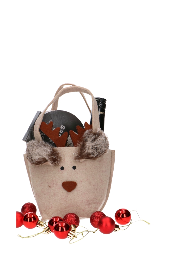 Geschenktasje Vilt Blitzen het Rendier Groot 10x11x29cm 1stuks
