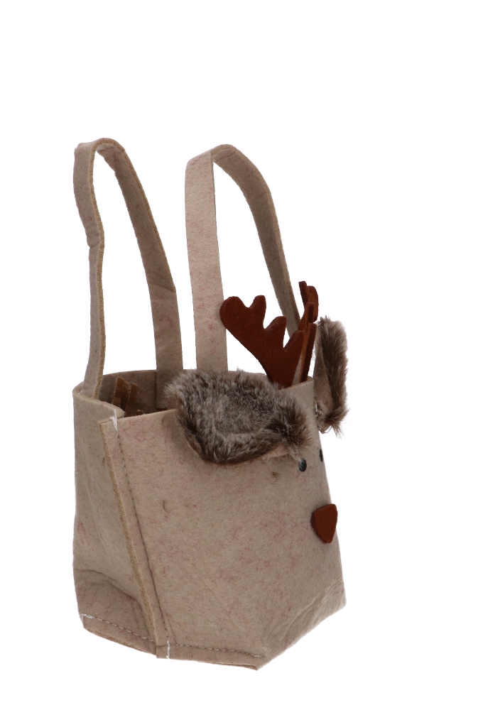 Geschenktasje Vilt Blitzen het Rendier Middel 8x9x24cm 8stuks