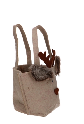 Geschenktasje Vilt Blitzen het Rendier Middel 8x9x24cm 1stuks Geschenktasje Vilt Blitzen het Rendier Middel 8x9x24cm 1stuks