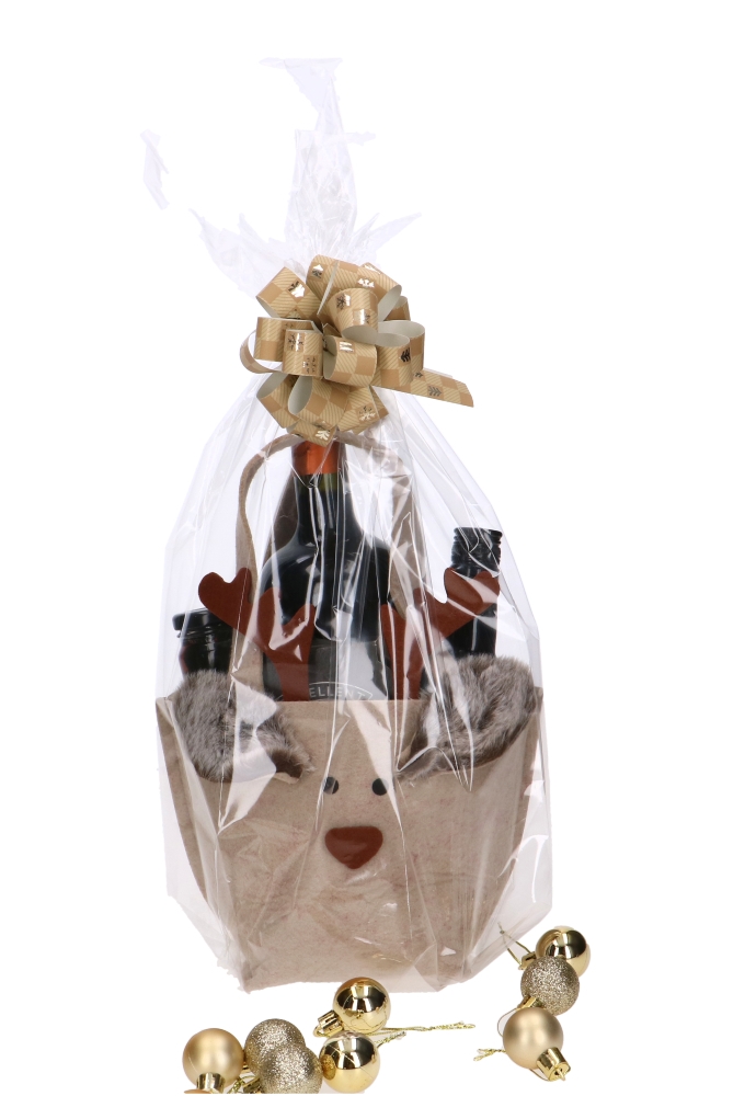 Geschenktasje Vilt Blitzen het Rendier Middel 8x9x24cm 1stuks