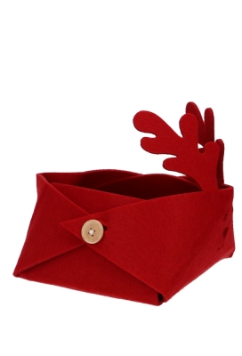 Geschenkmandje Rendier Vilten Red 15x15x7.5cm 1stuks