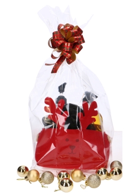 Geschenkmandje Rendier Vilten Red 15x15x7.5cm 1stuks