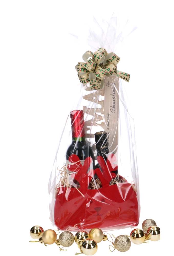 Geschenkmandje Rendier Vilten Red 15x15x7.5cm 1stuks