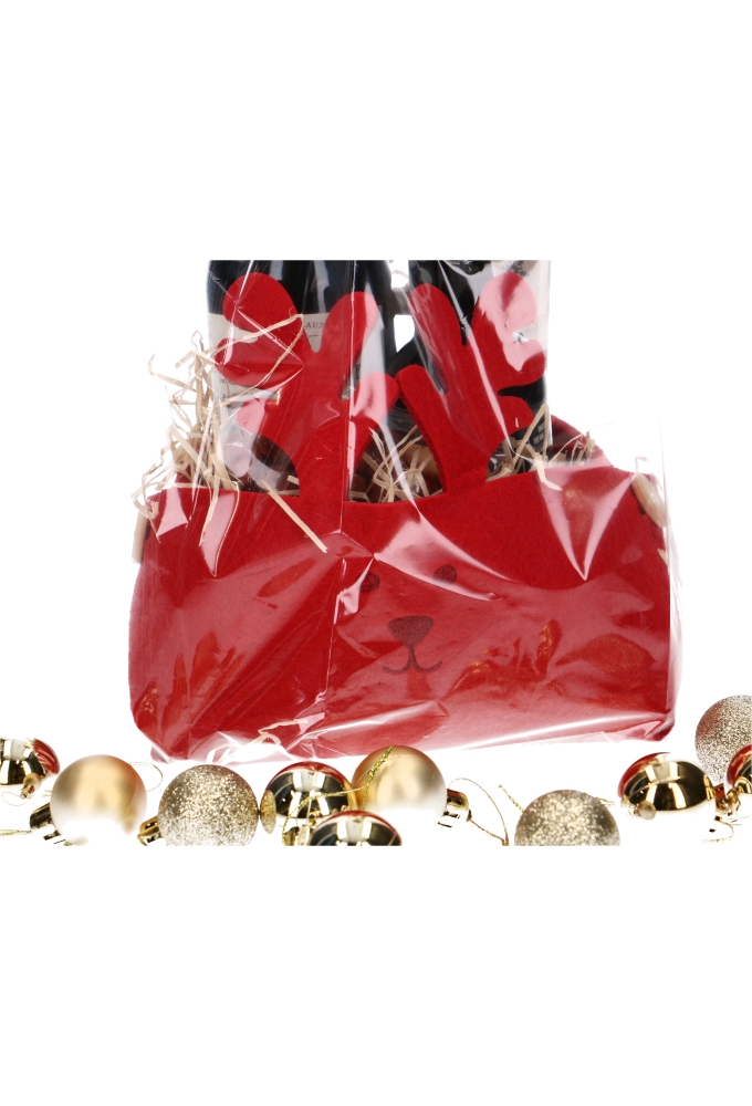 Geschenkmandje Rendier Vilten Red 15x15x7.5cm 1stuks