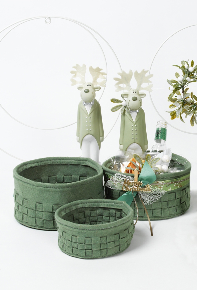 Geschenkmandje Vilt Smokey Green 14x6.5cm 6st GRATIS STRIKJES & ZAKJES