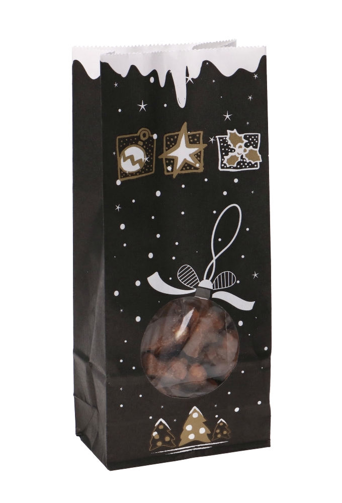Blokbodemzakjes Lunaro Kraft & Venster Kerstbal Zwart 9x5x20.5cm 100stuks