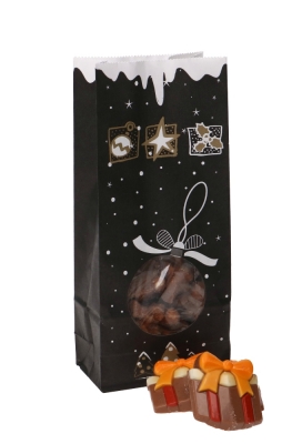 Blokbodemzakjes Lunaro Kraft & Venster Kerstbal Zwart 9x5x20.5cm 100stuks