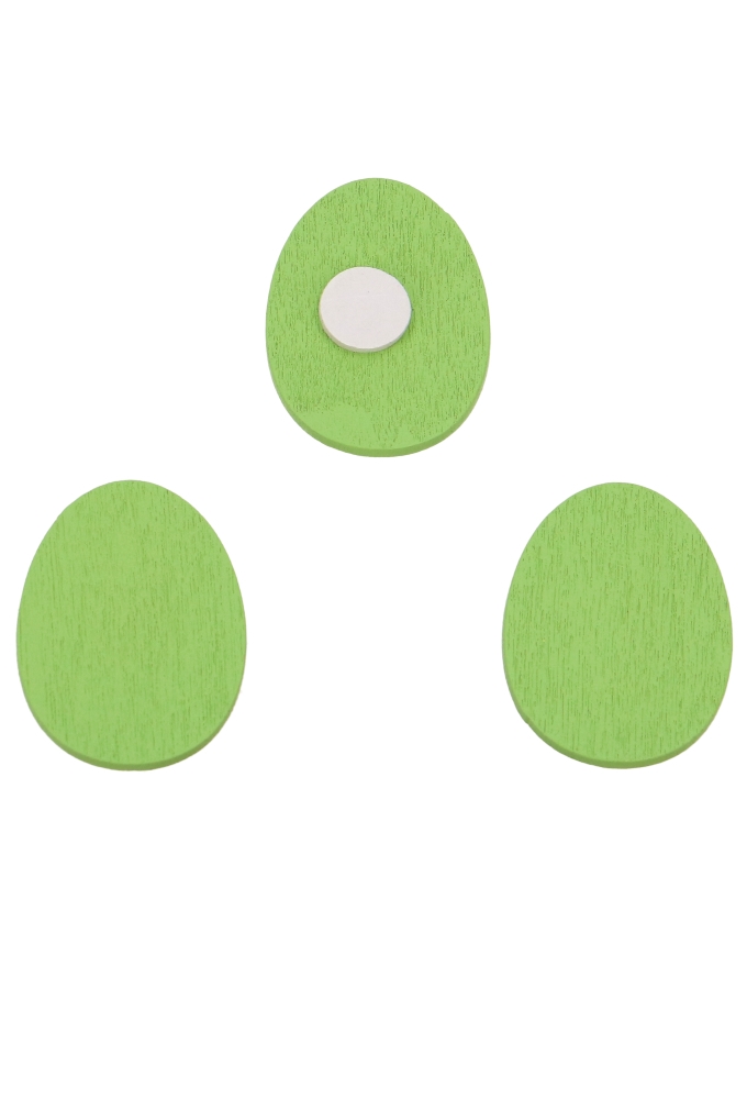 Houten Deco Paas Ei Groen & Plakker 3.5 x 2.5cm 50stuks