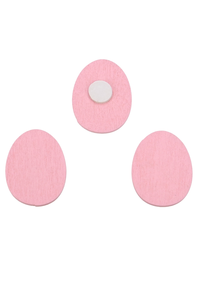 Houten Deco Paas Ei Roze & Plakker 3.5 x 2.5cm 50stuks