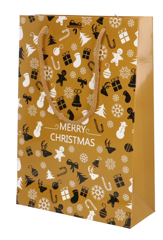 Kersttasjes Met Venster Merry Christmas 20x8x29cm 10stuks