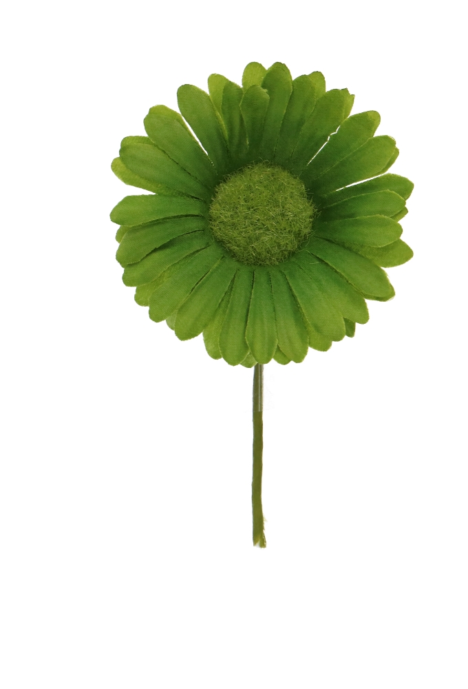 Kado Decoratie Gerbera Bloem Groen Met IJzerdraad 6.5x10cm 12stuks