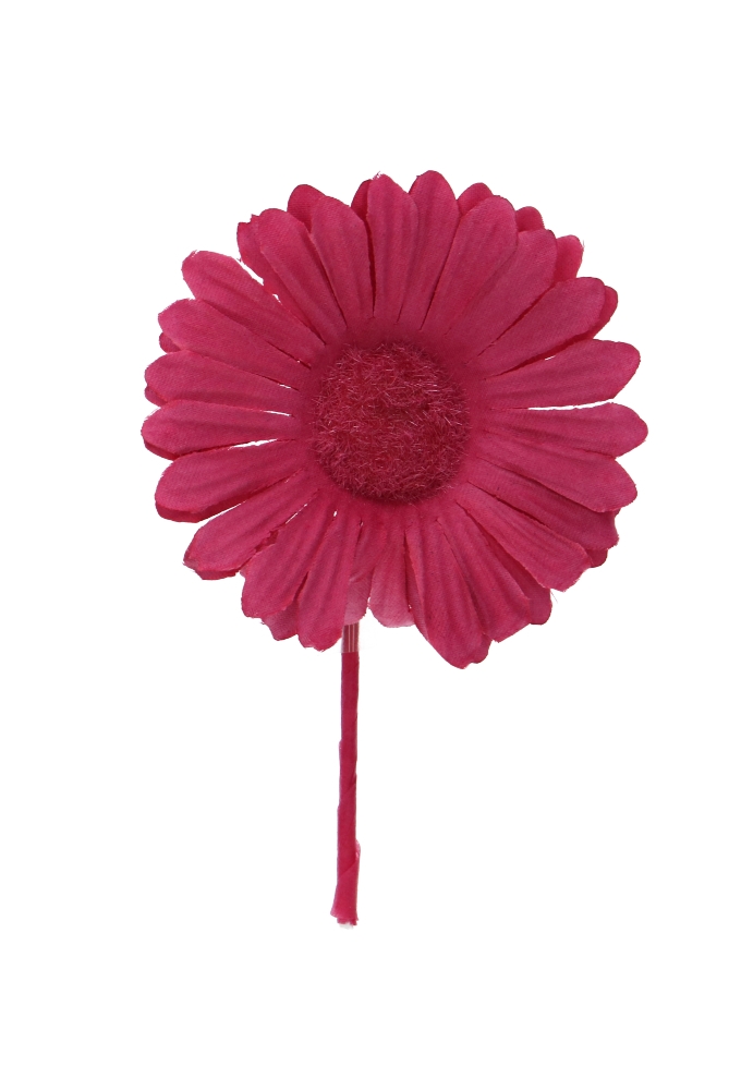 Kado Decoratie Gerbera Bloem Fuchsia Met IJzerdraad 6.5x10cm 12stuks