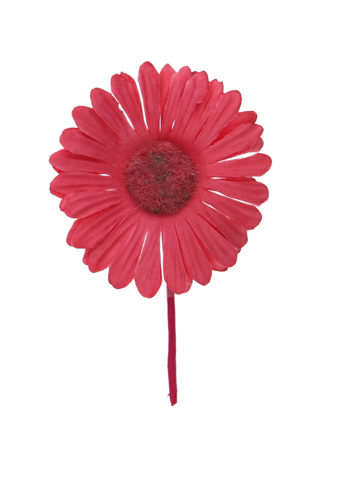 Kado Decoratie Gerbera Bloem Frambose Met IJzerdraad 6.5x10cm 12stuks