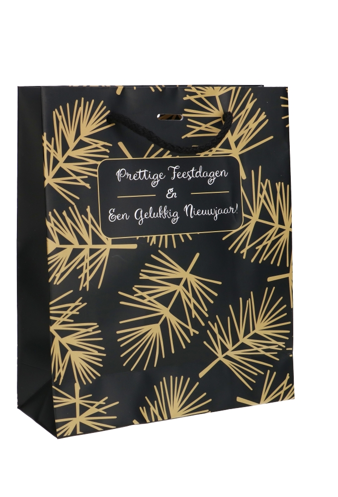 Kersttasjes Pine Prettige Feestdagen & Lintgleuf 19X7x23cm 10stuks