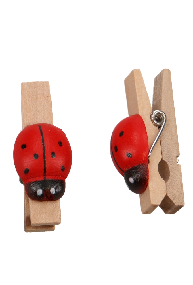 Houten Decoratie Lieveheersbeestje Met Knijper Rood 1.9x1.4cm 50stuks