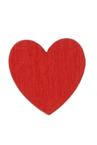 Houten Decoratie Hartje Rood Met Plakkers 3.5x4cm 50stuks