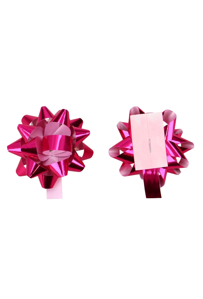 Mini Bows Strik Rond 45mm Metallic Fuchsia Met Plakker 100stuks